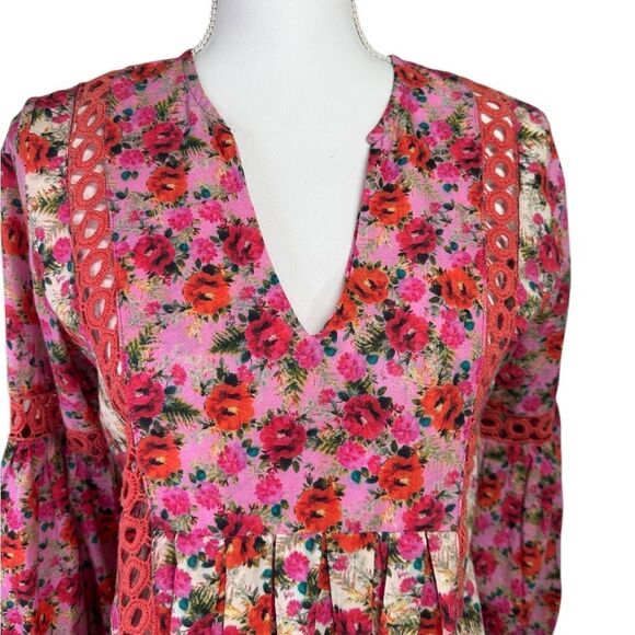 PQ Swim Leigh Tunic Desert Rose Size M/L Floral‎ Pink and Red Boho Dress - Picture 5 of 14